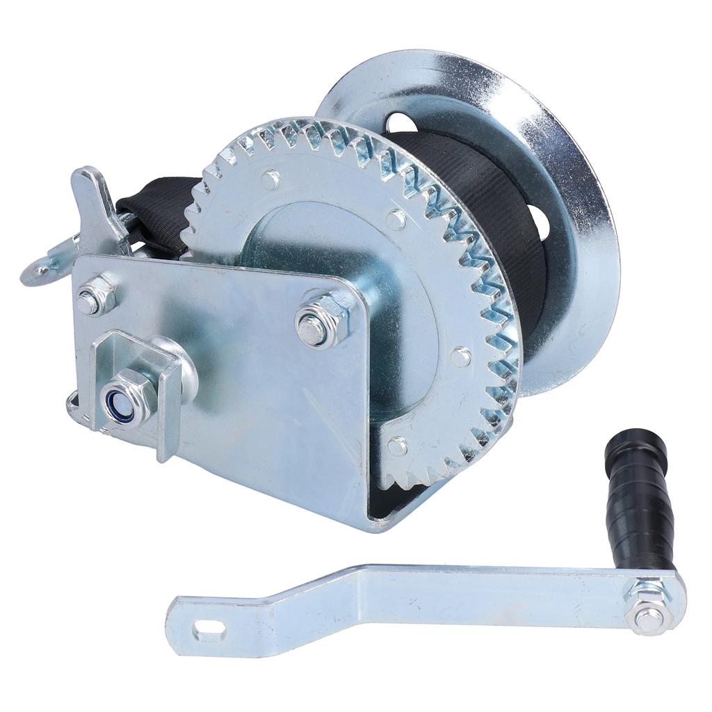 Wytrzymała wciągarka 1000LBS z paskiem 6M Korba ręczna Linka przekładni Ręczna wciągarka przyczepy