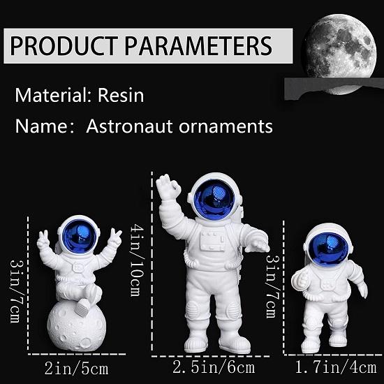 3 Pcs Astronaut Figurine Home Decor Astronaut Statue Study Office Desk Decor Showpiece Gift Decoration Accessories Outer Space PVC Sculpture