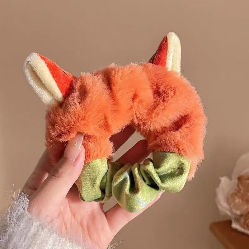 

Cartoon Rabbit Fox Ears Plush Scrunchie Hair Band Woman Cute Animal Headdress Hair Rope for Girls Hair Accessoriess