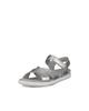 ECCO Damara Genuine Leather Women's Flat Strap Sandals, 24840361258, Pure Silver Metallic, Sizes 22.0cm-22.5cm, 3E