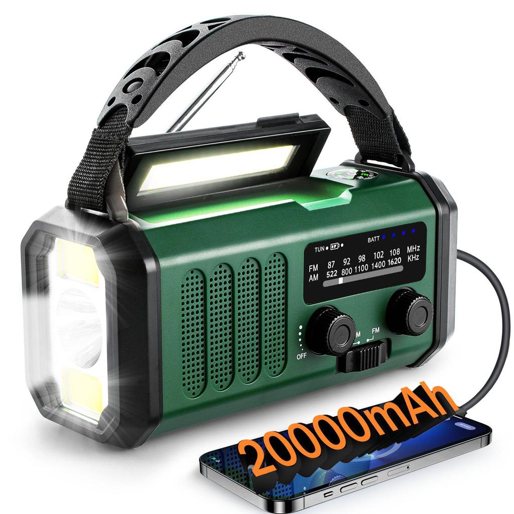 Upgraded Solar Hand-Crank Emergency Radio with 20000mAh Power Bank