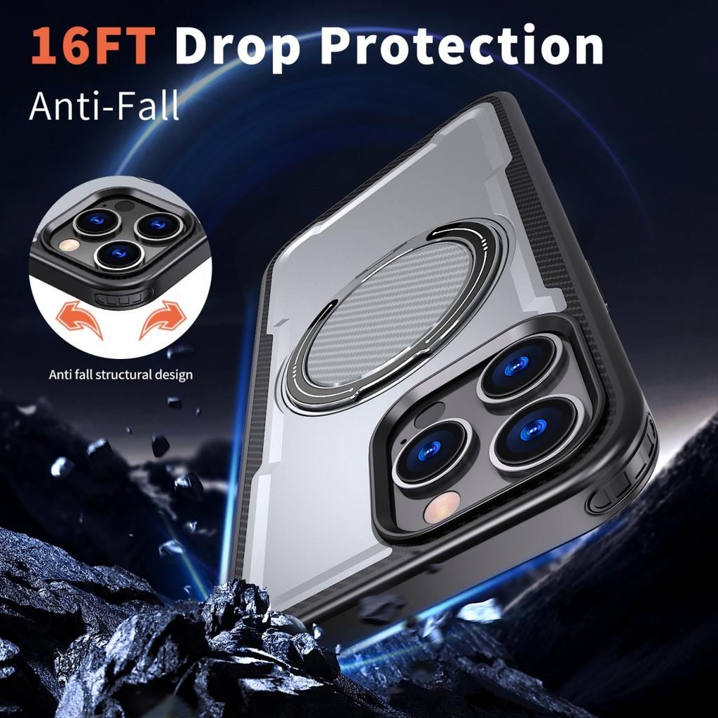 360° Rotate Bracket Military Shockproof Phone Case For iPhone 16 E 15 14 Plus 13 12 Pro Max 11 XR Car Magnetic For Magsafe Cover