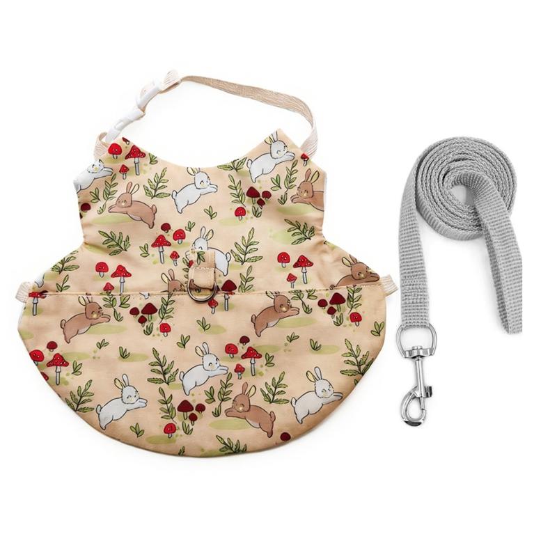 Rabbit Pattern Pet Harnesses With Leashes Comfortable Cotton Lovely Bunnies Pet Vests for Daily Walks S жёлтый