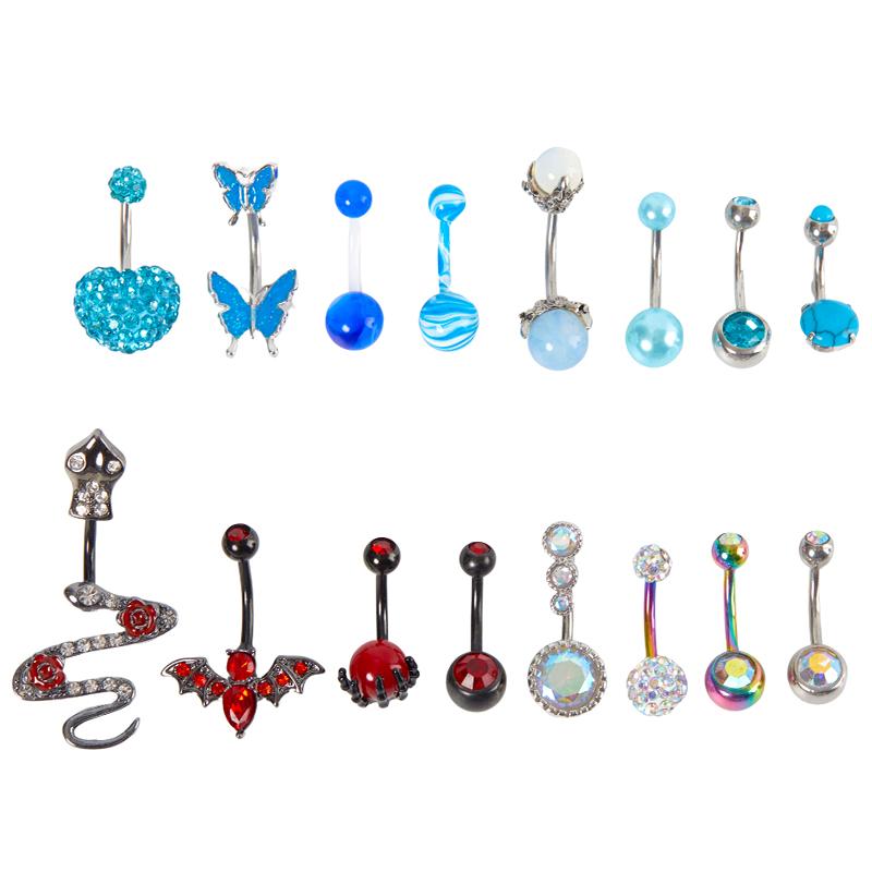 4Pcs Combination Set Belly Button Piercing Simple Piercing Jewelry Navel Ring