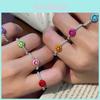Trendy Korean Colorful Smiley Face Silver Bead Ring For Women Fashion Jewelry