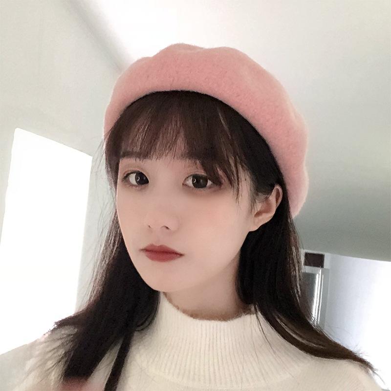 Autumn and Winter Cute Versatile Wool Leopard Print Beret Female Tide British Bud Painter Hat Winter