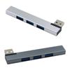 Aluminium 4-Port Mehrfach-USB-Splitter USB 90-Grad-Stecker Platzsparendes Verlängerungskabel für Laptop PC Konsolen