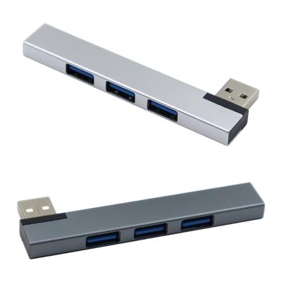 Répartiteur USB Multiple à 4 Ports en Aluminium Connecteur USB à Angle Droit Extendeur Gain de Place pour Ordinateur Portable PC Consoles
