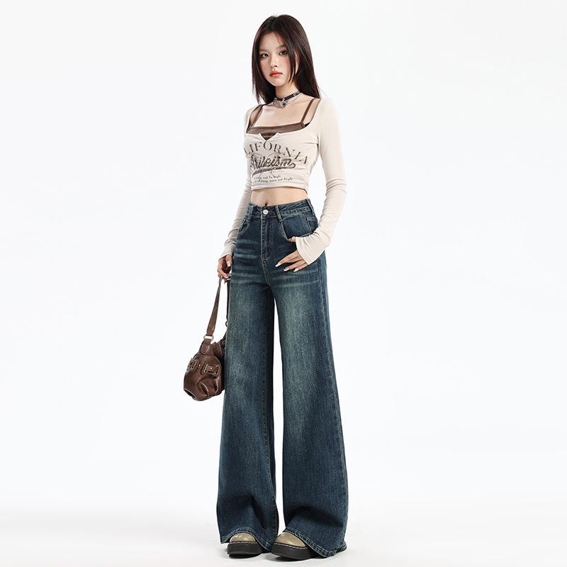 Women's Autumn Style High-waisted Bell-bottom Pants for Women's Autumn Loose Slim Floor Wide-leg Pants for Women's Autumn