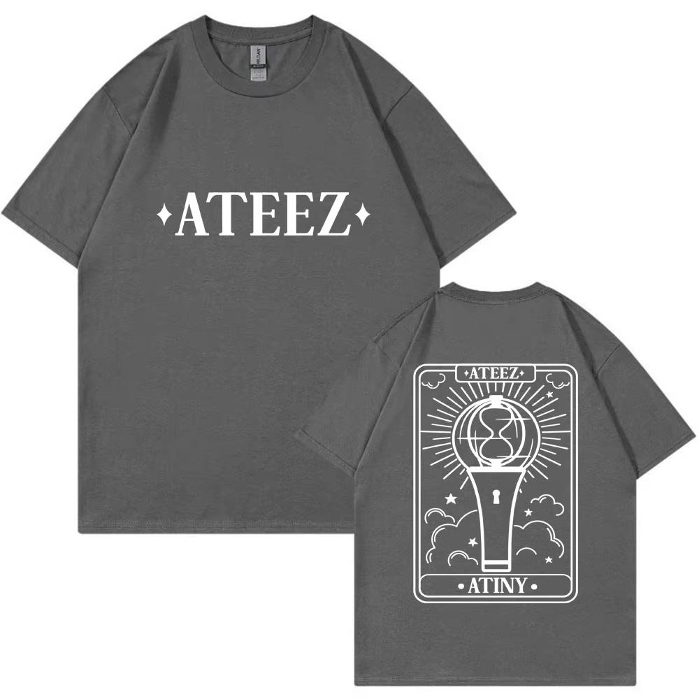 Korean ATEEZ The World Ep Fin Will Tour T Shirts Fashion Harajuku T Shirt Men Women Hip Hop Loose Cotton T-shirt Kpop Streetwear