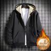 Men's Lambswool Hooded Sweatshirt - Thick Warm Loose Fit Cardigan, Plus Size, Autumn/Winter.