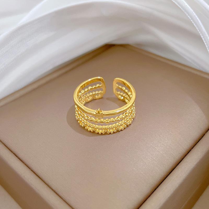 Real Gold Minimalist Fengsen Ring Opening Adjustable Simple Jewelry Japanese Ring Couple Ring