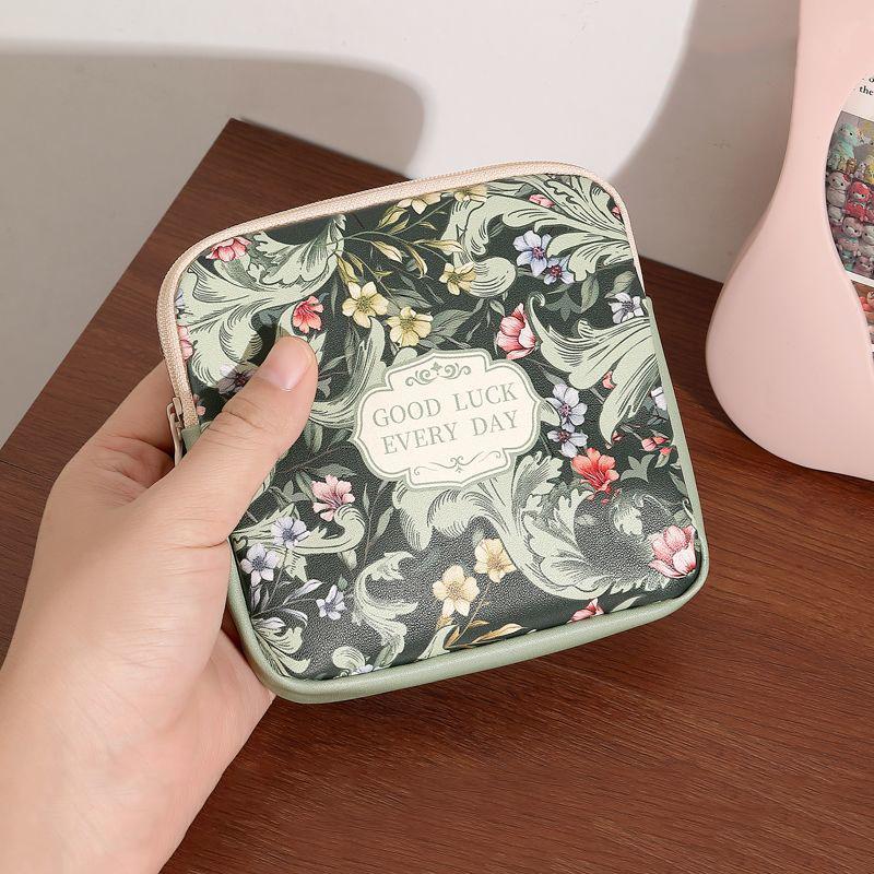 1PC Bag Print Floral Durable Large Capacity Premium Cosmetic Cute Bag Portable Makeup Travel 12*12cm