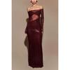 Women's Sexy Sheer One Shoulder Bodycon Long Evening Gown Dress for Party Dinner European American Style