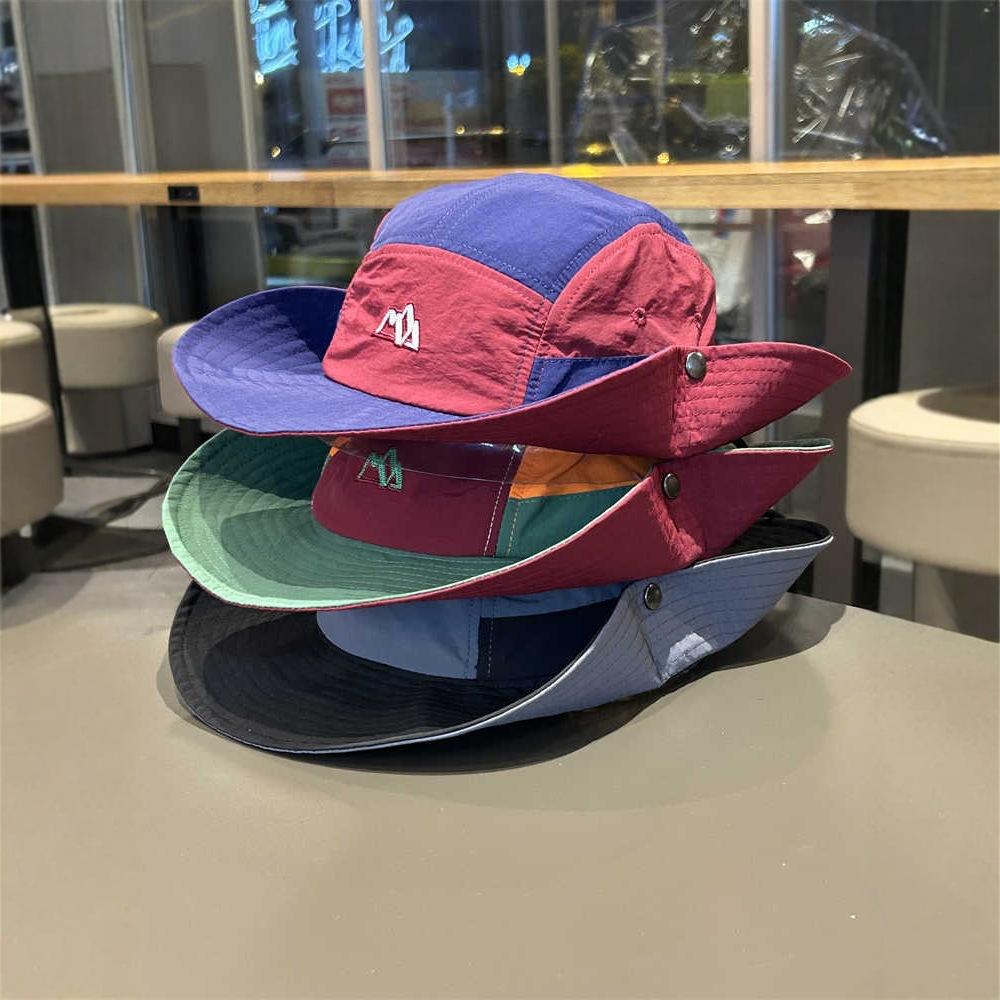 Mori Contrasting Color Sunscreen Bucket Hat Men and Women Summer Hiking Hiking Hat Casual Versatile Fishing Shading Basin Hat
