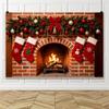 Yeele Christmas Fireplace Photography Backdrop Xmas Tree Wreath Socks Teddy Bear Gifts Room Decor Kids Portrait Photo Background