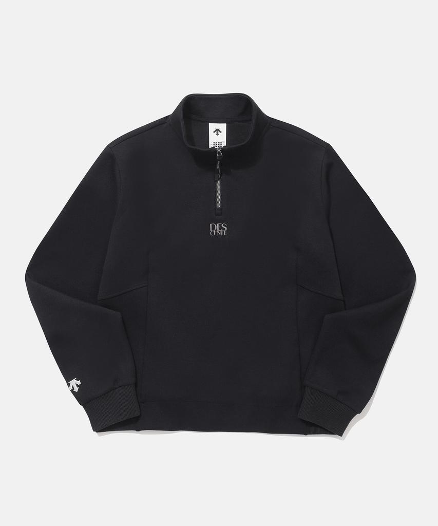 DESCENTE Women'S Shirred Embossed Half-Zip Sweatshirt Black (Sp322Uan89)
