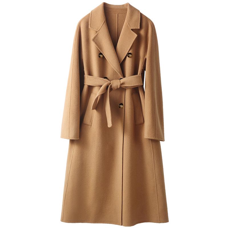 Women's Long Camel Double-Faced Coat: 30% Cashmere, 70% Wool - New Fall/Winter 2024