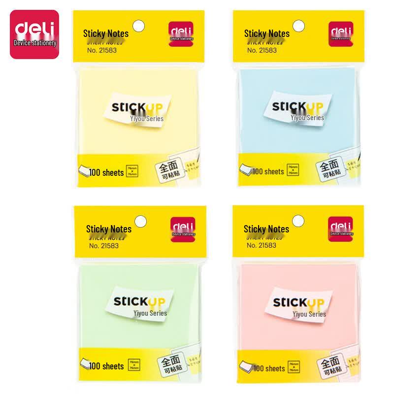 Deli 21583 All-Purpose Sticky Notes 76x76mm Mixed Pack