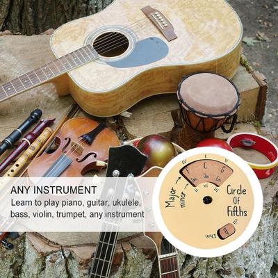 Holz-Quintenzirkel, drehbar, robust, mit klaren Buchstaben, rund, für Musiker, Melodierad, Musiknoten, Akkorde, Theorie, Scheibe, Musik-Lernwerkzeug