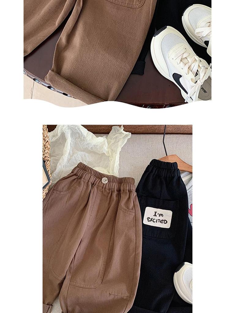 New Autumn Toddler Boys' Korean Style Solid Color Windproof Long Pants