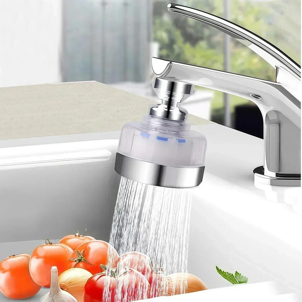 Stainless Steel Kitchen Faucet with 360 Degree Rotation Stream Sprayer Splash Proof Filter Tap Sink Household Accessory Connecto