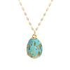 AENSOA Bunte Emaille Ostereier Anhänger Halsketten für Frauen Guilloche Medaillon Ei Strassstein Charm Halskette Gold Farbe Schmuck