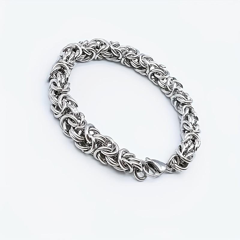 Men's Silver Bracelet 21 Cm Braided Massive Weave Surgical Steel