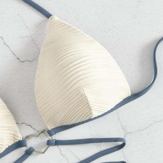 1 Set Women's Swimsuit Suit with No Underwire Chest Pad Three-dimensional Folds Hanging Necks