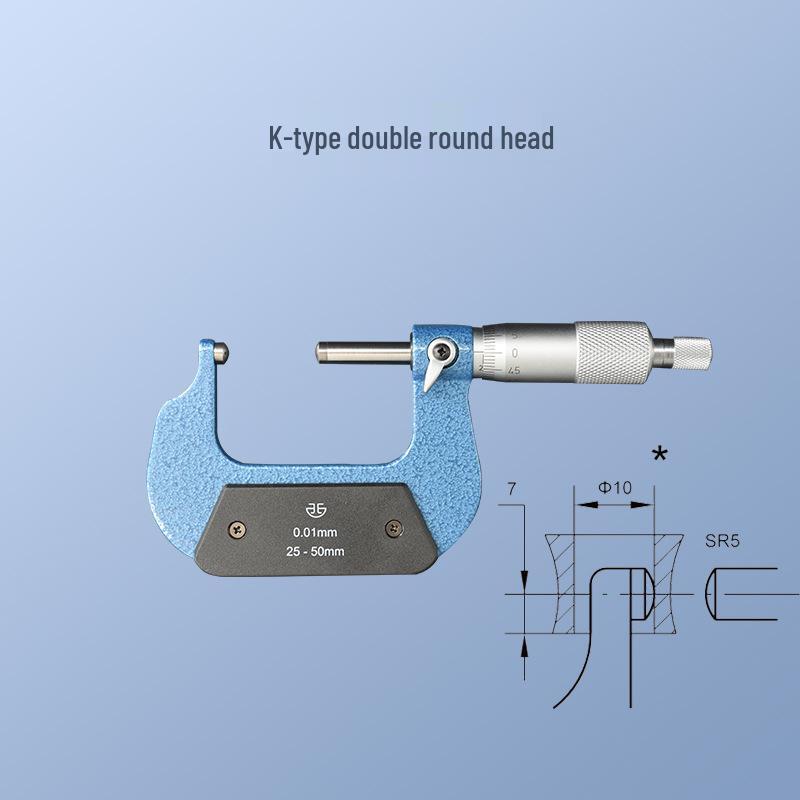 Blue Precision Carbide Alloy Spiral Micrometer Caliper 0-25mm, 0.01mm Resolution, Industrial-Grade Wall Thickness Measurement