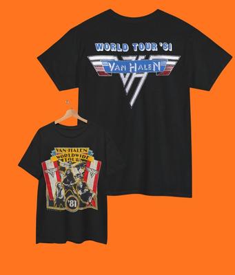 Van Halen Vintage Tour T-Shirt 1981 World 1984 Concert Band Tee 90s Rock