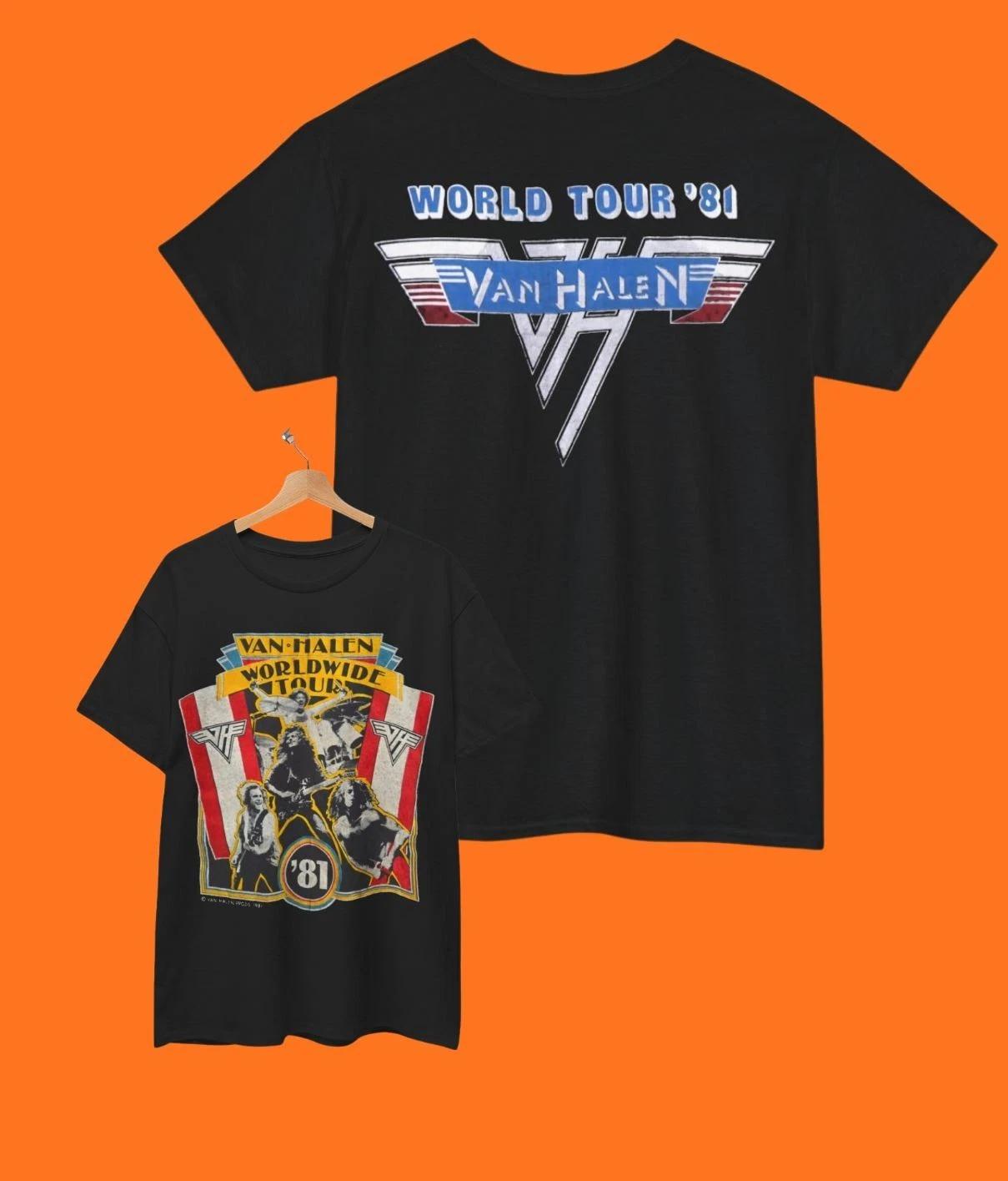Van Halen Vintage Tour T-Shirt 1981 World 1984 Concert Band Tee 90s Rock 3XL