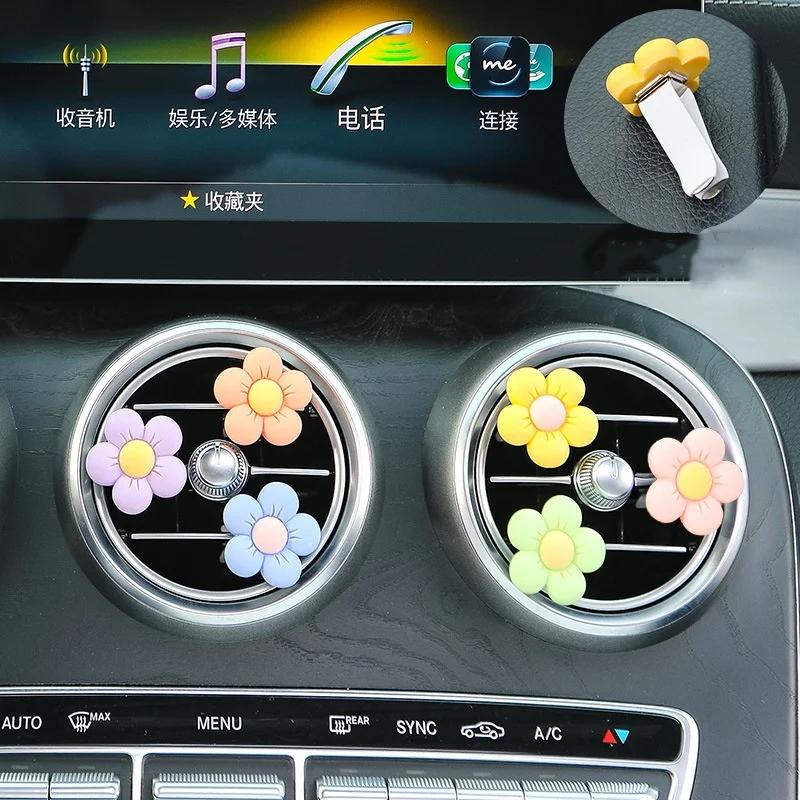 6-Piece/Set Flower Car Exhaust Clip Daisy Air Conditioner Clip Fragrance Free Car Interior Girl Gift