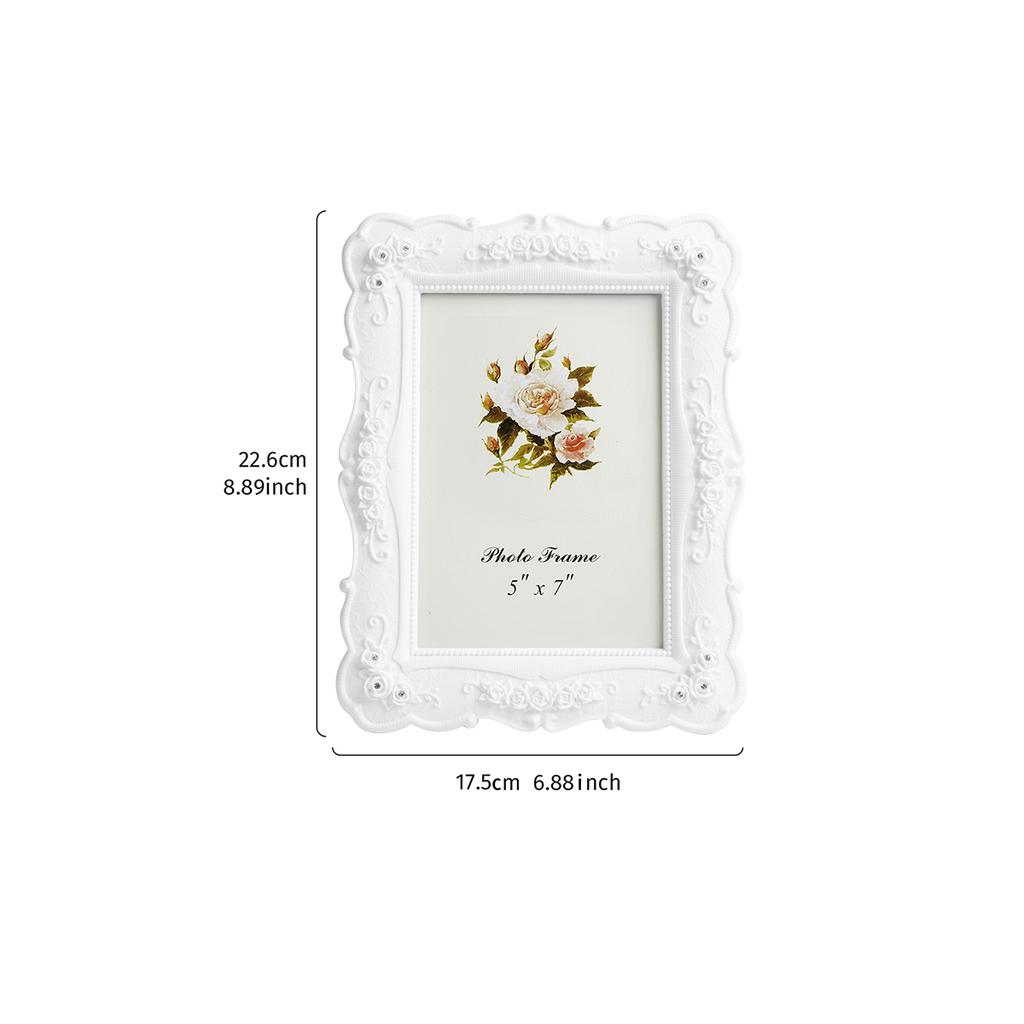 1 Peça, porta-retrato simples com relevo de rosa branca, adequado para decoração de casa como um item decorativo