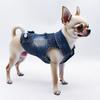 Giacca di Jeans Lavaggio Scuro per Cani Piccoli e Medi, Cappotto Jeans Senza Maniche per Cuccioli con Anello a D Abbigliamento Chihuahua Yorkie Abbigliamento per Animali