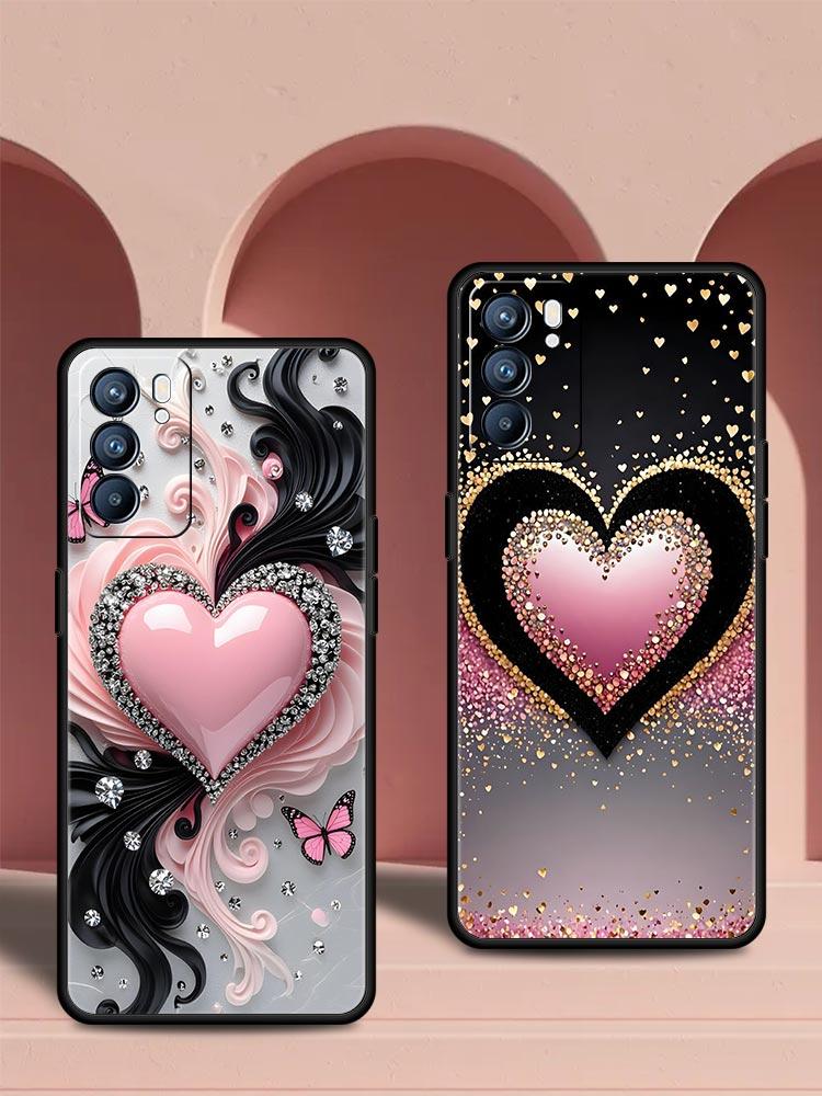 Colored Love Heart Printed Phone Case For Oppo Reno 13 12 11 10 7 F Find X5 X6 A98 A80 A79 A78 A57 A54 A31 A17 Pro 5G Soft TPU