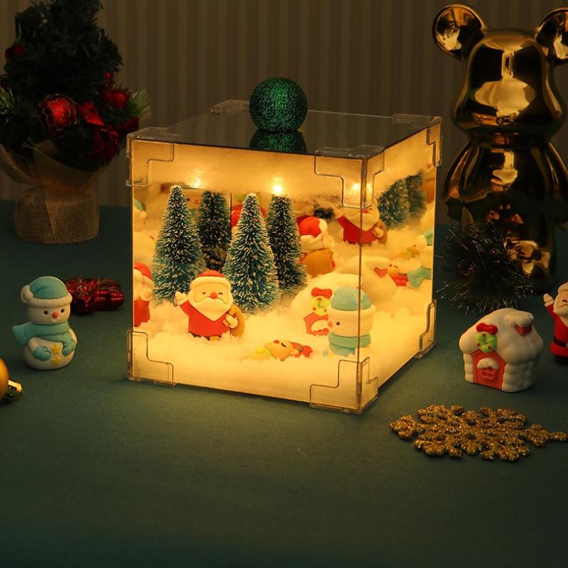 Christmas DIY Magic Cube Decoration LED Handmade Luminous Desktop Crafts Material Package Christmas Santa Claus Ornaments Decor