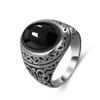 Rings Silver Men's Vintage 925 Sterling Silver with Oval Natural Balck Onyx Stone 10*14MM Large Stone Rings Fine Jewelry for Men