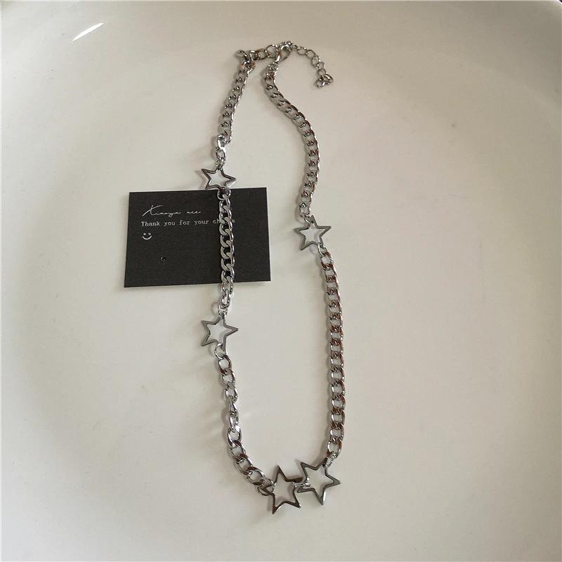 Stainless Steel Spiral Sun Cross Pendant Necklace Layered Choker Star Charm Necklace For Men Women Grunge Y2K Neck Punk Jewelry