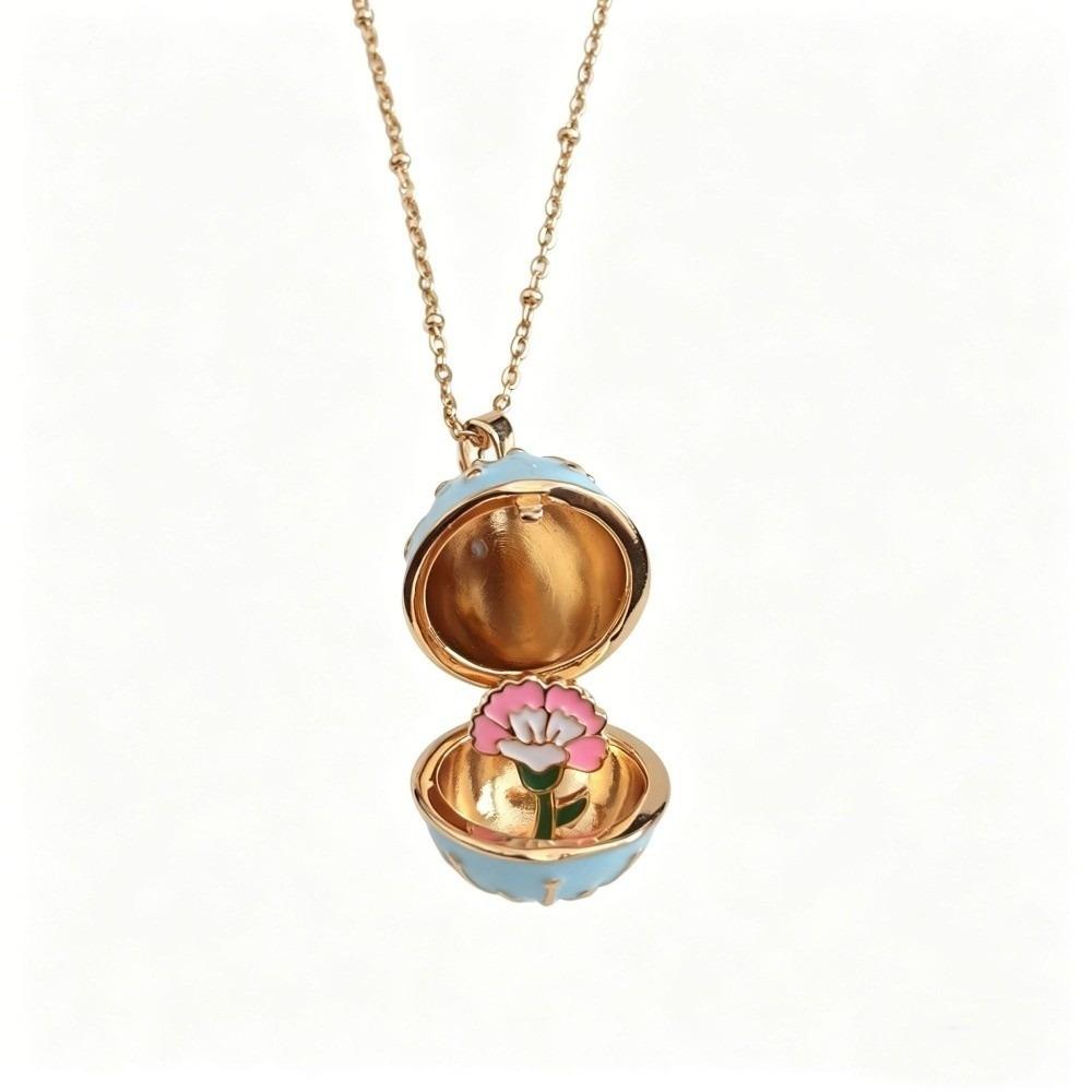Copper Openable Flower Necklace Elegant Pendant Jewelry Accessories Mother s Day January