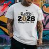 2026 New Year Hello Simple Graphic TShirt Golden Lettering Casual Crew Neck Unisex Tee Fashion Leisure Allmatch Shortsleev