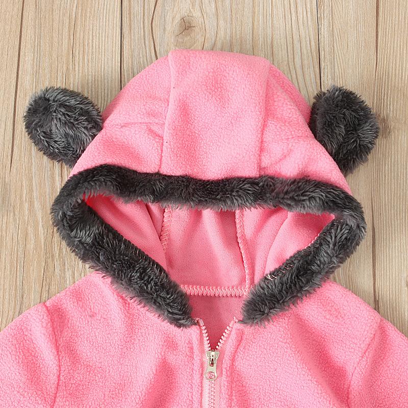 Boys and Girls Bear Long Sleeve Hooded Foot Wrapped Bodysuit Crawling Suit