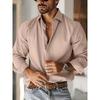 Mens Solid Color Long Sleeve Button Down Shirt Casual Business Dress Shirt with Spread Collar