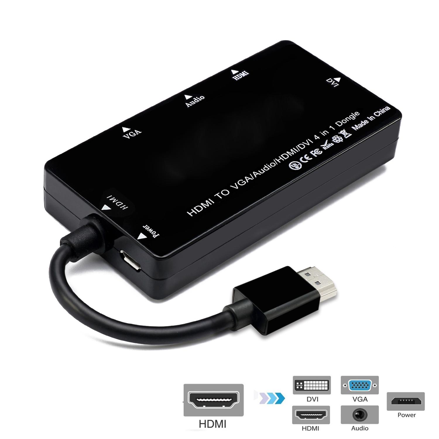 

Адаптер HDMI на VGA/Аудіо/HDMI/DVI 4-в-1 Black