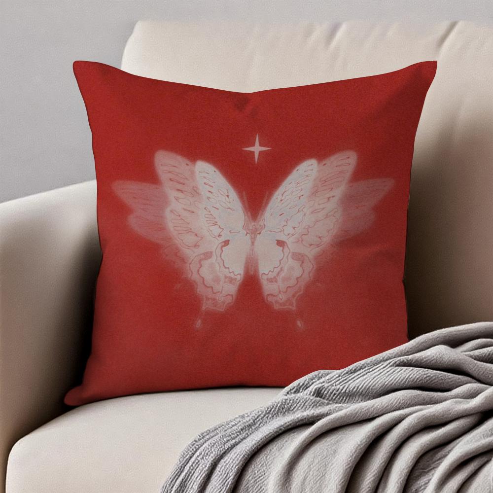 Vintage Butterfly Ins Anime Style Art Cushion Cover Pillowcase Antidustmite Invisible Zipper Short Plush Sofa Cushion