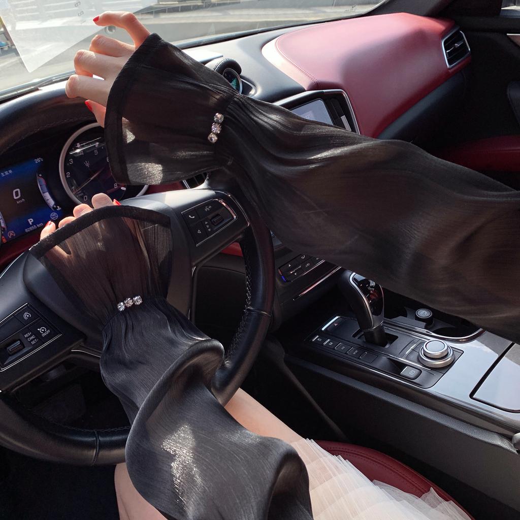 Sommer Neue Diamant Eis Dünne Ärmel Für Frauen Mädchen Fahren Sonnenschutz Langärmliger Arm Outdoor Einfarbig Reitärmel