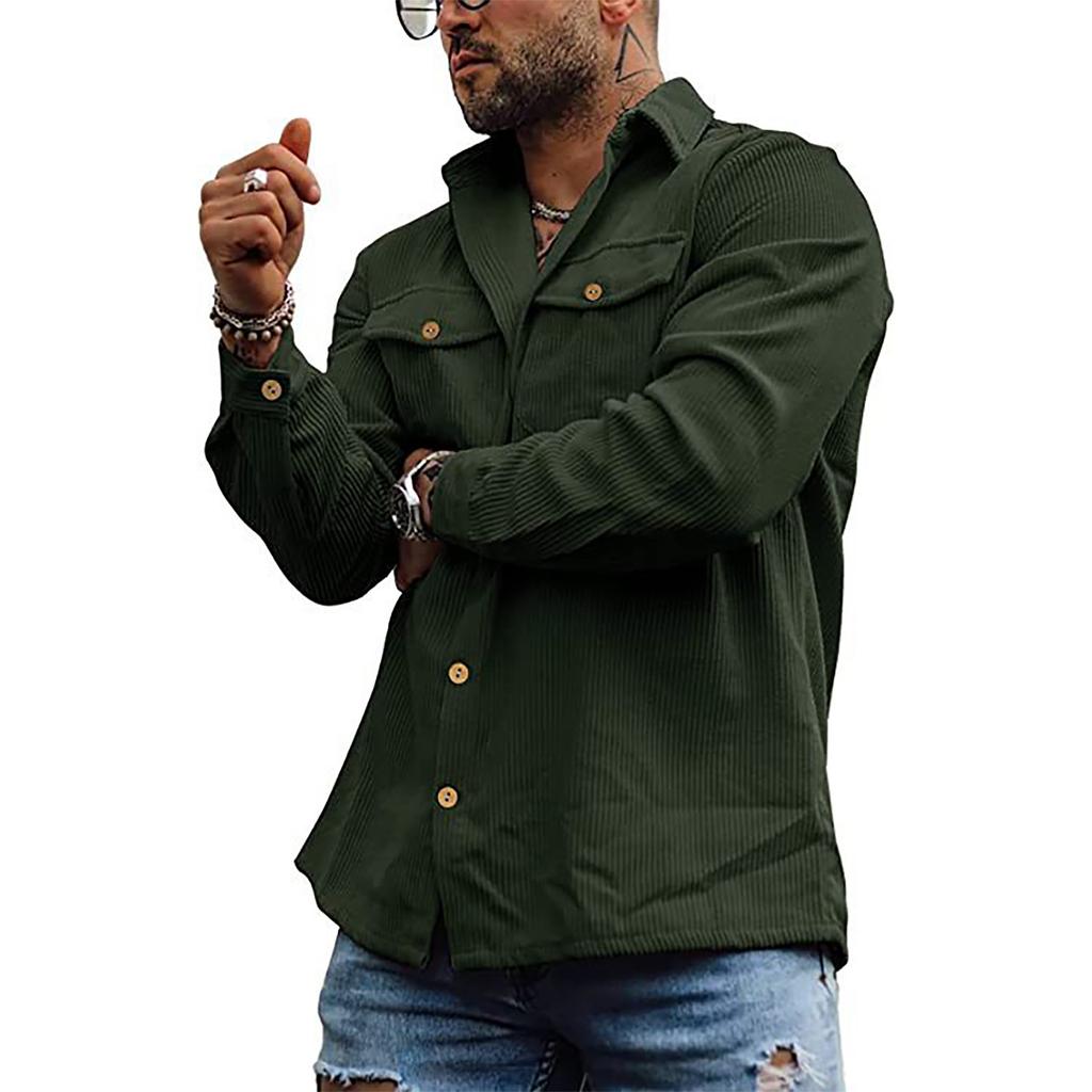 Men's Spring And Three-dimensional Patch Pocket Jacket Button Print Jacket Men