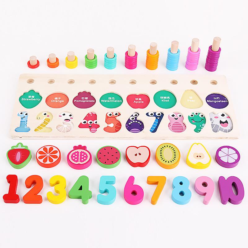 Wooden 3d Puzzle Board With Fruit Shapes For Kids Learning And Number Matching