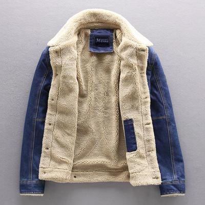 Jean Jacket Men Thick Streetwear Denim Bomber Jackets Coat Male Vintage Blue Men 'S Outwear Plus Velvet Single Breasted Windbreak