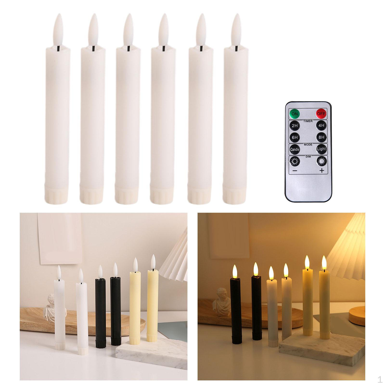 

6 Pieces LED Candles Flameless Taper Electric with Remote Window white